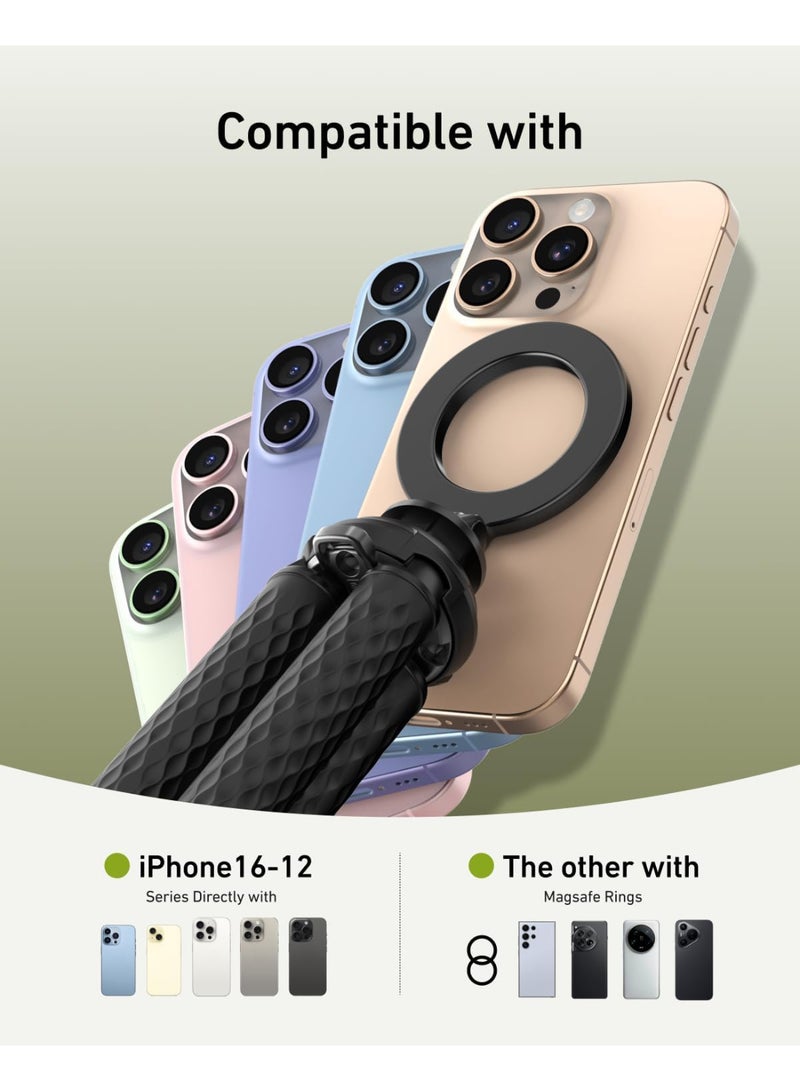 TELESIN° Magnetic Flexible Phone Tripod, Mini Tripod Stand for Magsafe Phones, Bendable Stroller Treadmill Tube Bike Motorcycle Phone Holder Selfie Stick for Video Recording for iPhone Android Phones - Image 5